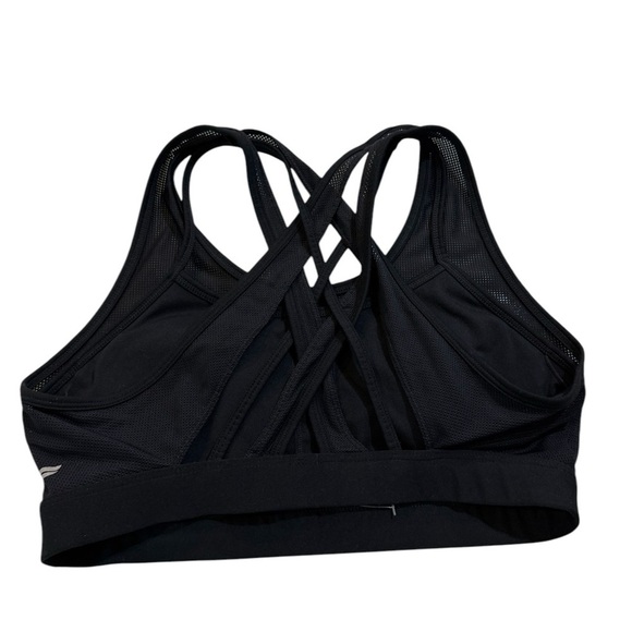 Fabletics Black Faye High Impact Sports Bra Criss Cross Mesh Overlay Workout - Picture 9 of 16